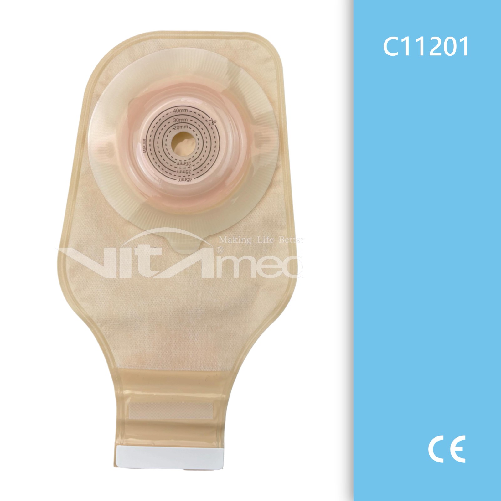 One piece urostomy bag (convex) C21201