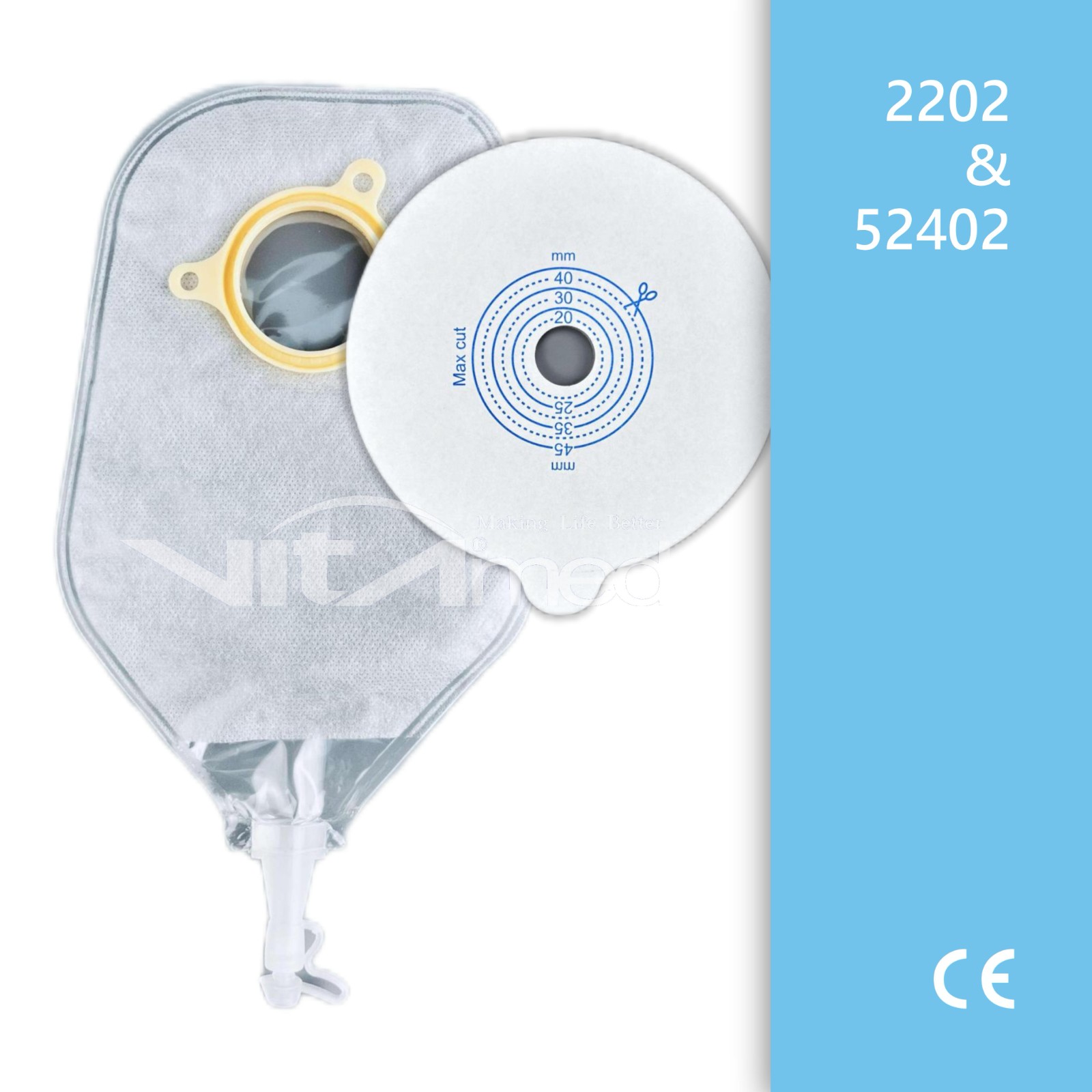 Two piece urostomy bag 2202