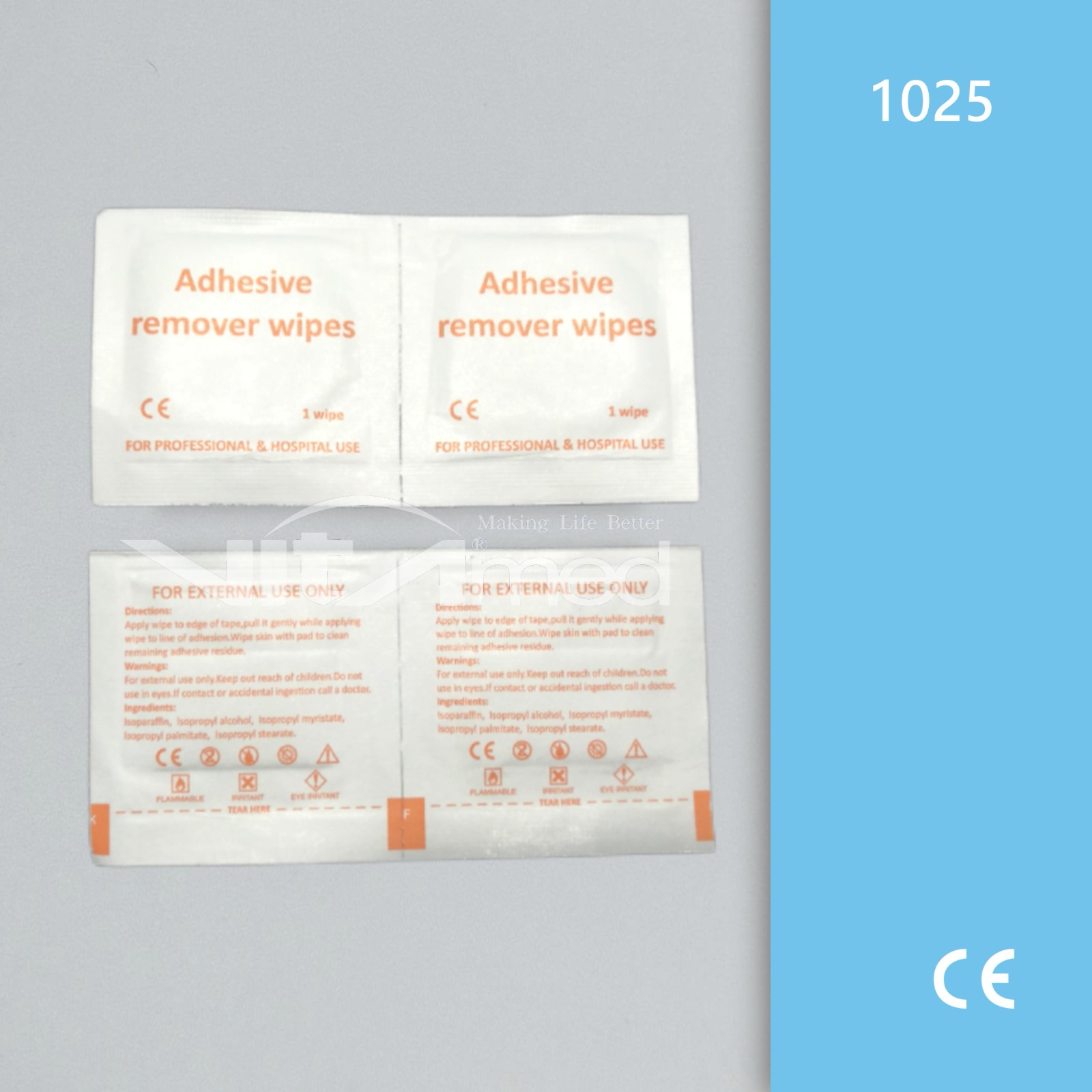 Adhesive remover wipes