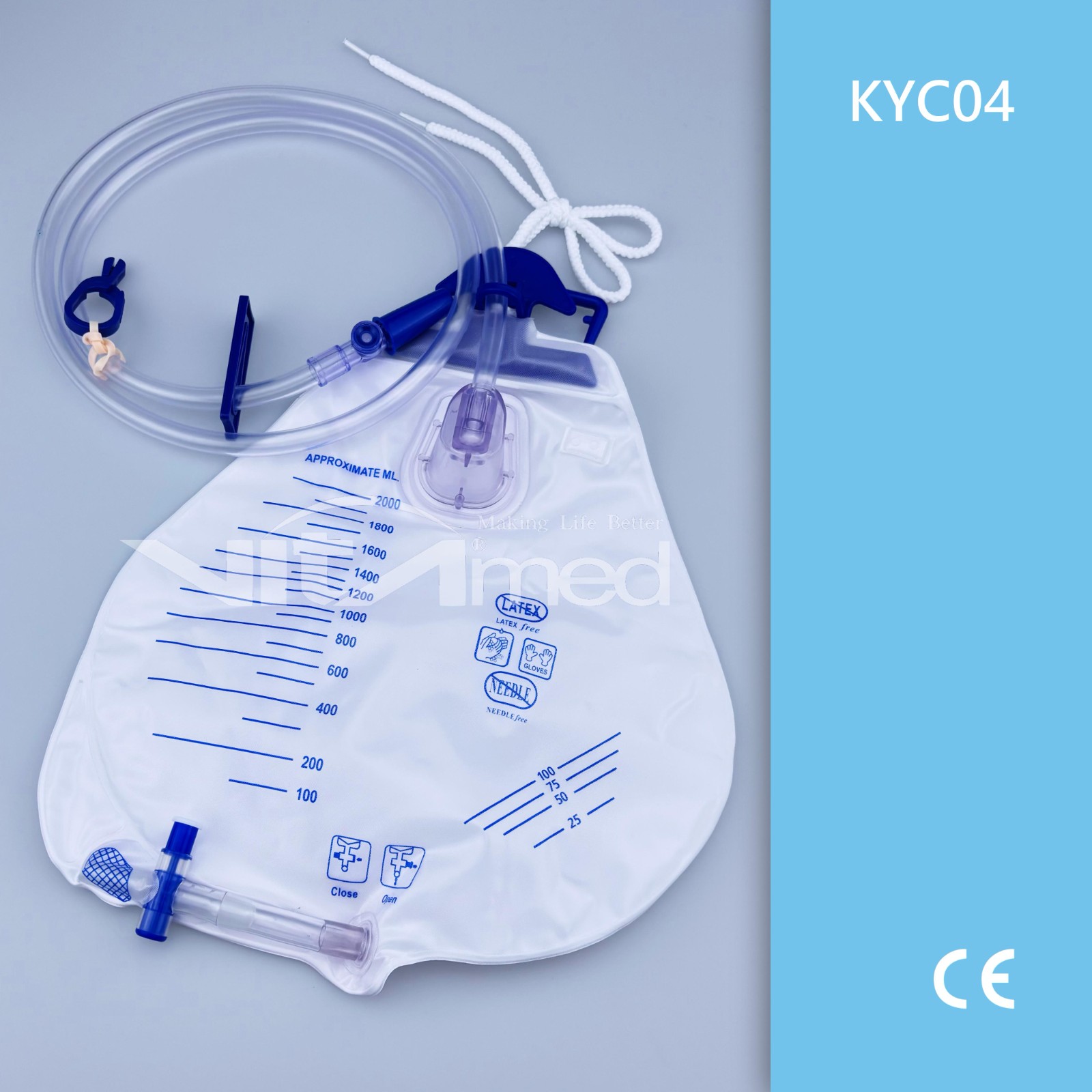 Closed urine drainage system with triple safety concept three-drip chamber KYC04